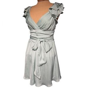 Saints + Secrets, Sage Green Ruffles Mini Dress